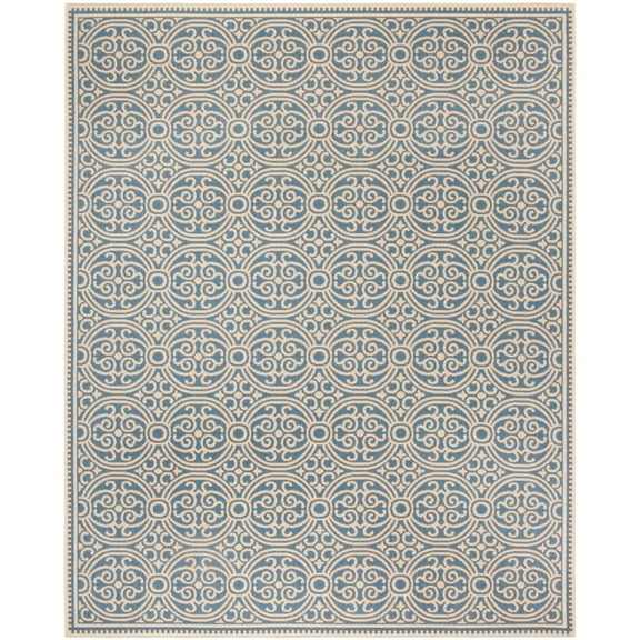 SAFAVIEH Beach House Rosario Geometric Indoor/Outdoor Area Rug, Cream/Blue, 2'2" x 4'