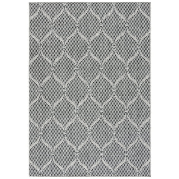SAFAVIEH Beach House Rosheen Geometric Indoor/Outdoor Area Rug, Charcoal/Gray, 5'3" x 7'6"