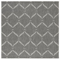 SAFAVIEH Beach House Rosheen Geometric Indoor/Outdoor Area Rug, Charcoal/Grey, 6'7" x 6'7" Square