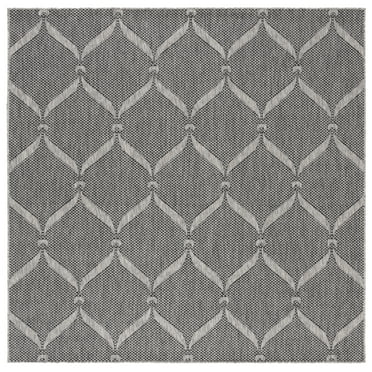 SAFAVIEH Beach House Rosheen Geometric Indoor/Outdoor Area Rug, Charcoal/Grey, 6'7" x 6'7" Square