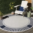 thumbnail image 1 of SAFAVIEH Beach House Roswell Bordered Indoor/Outdoor Area Rug, Ivory/Navy, 6'7" x 6'7" Round, 1 of 9