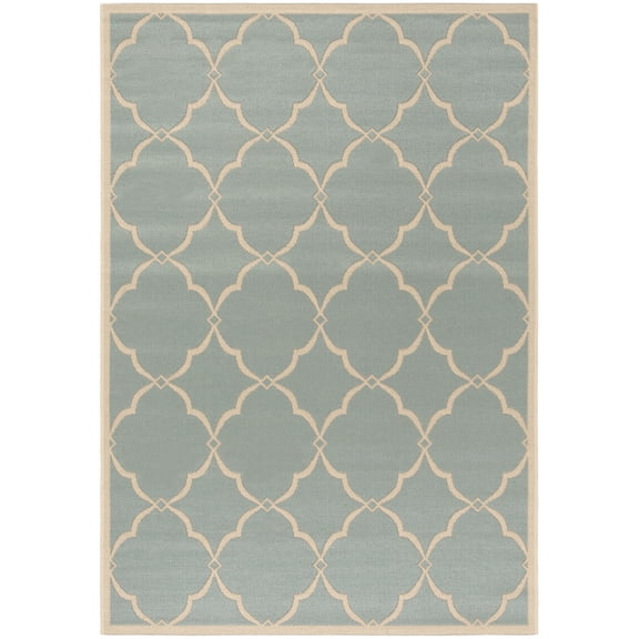 SAFAVIEH Beach House Sharla Geometric Indoor/Outdoor Area Rug, Aqua/Cream, 2'2" x 4'