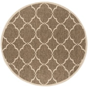 SAFAVIEH Beach House Sharla Geometric Indoor/Outdoor Area Rug, Beige/Cream, 4' x 4' Round