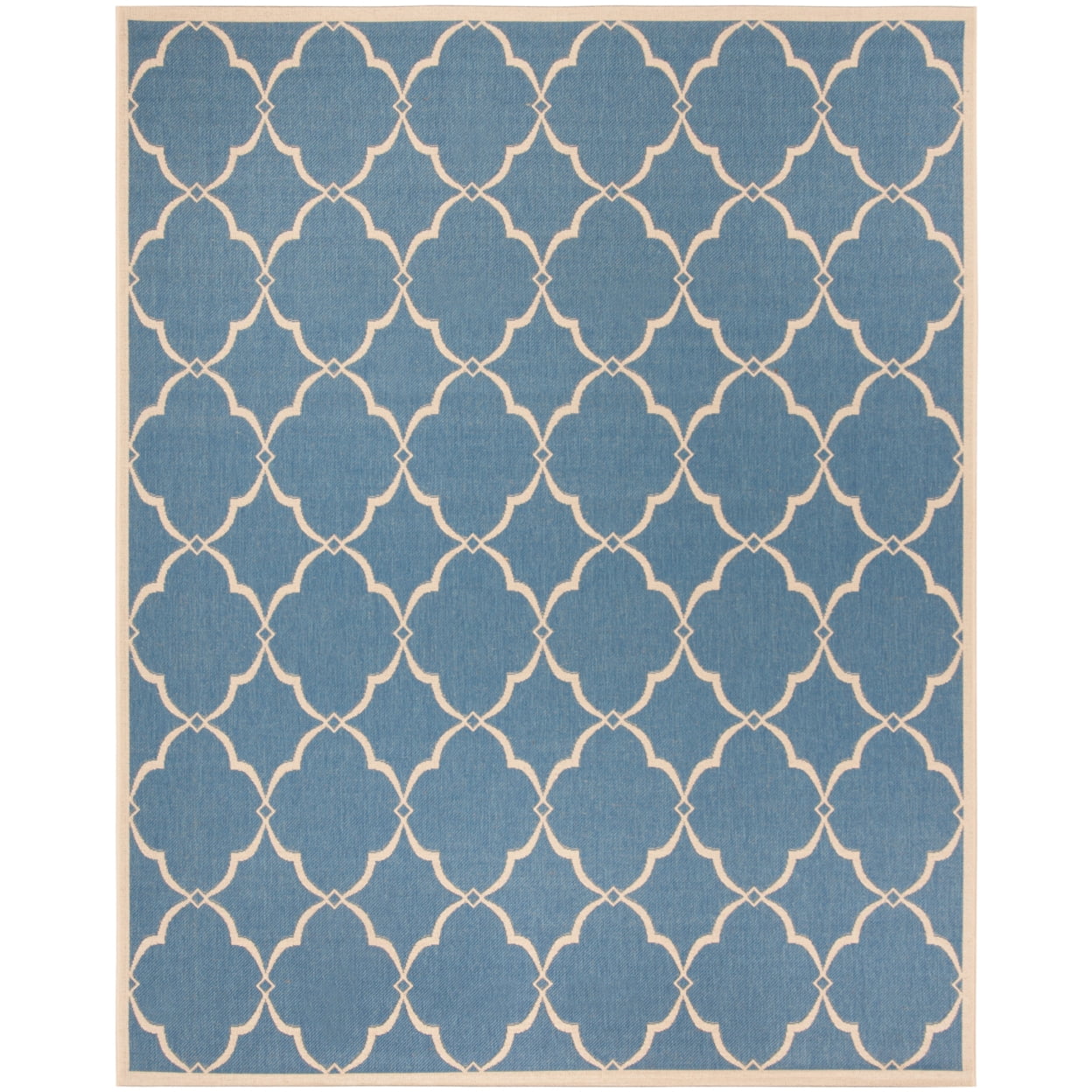 Beach House Blue and Creme Synthetic Rectangular Area Rug 6'7"x9'2"