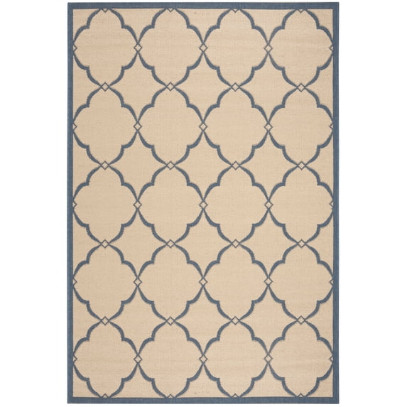 SAFAVIEH Beach House Sharla Geometric Indoor/Outdoor Area Rug, Cream/Blue, 2'2" x 4'