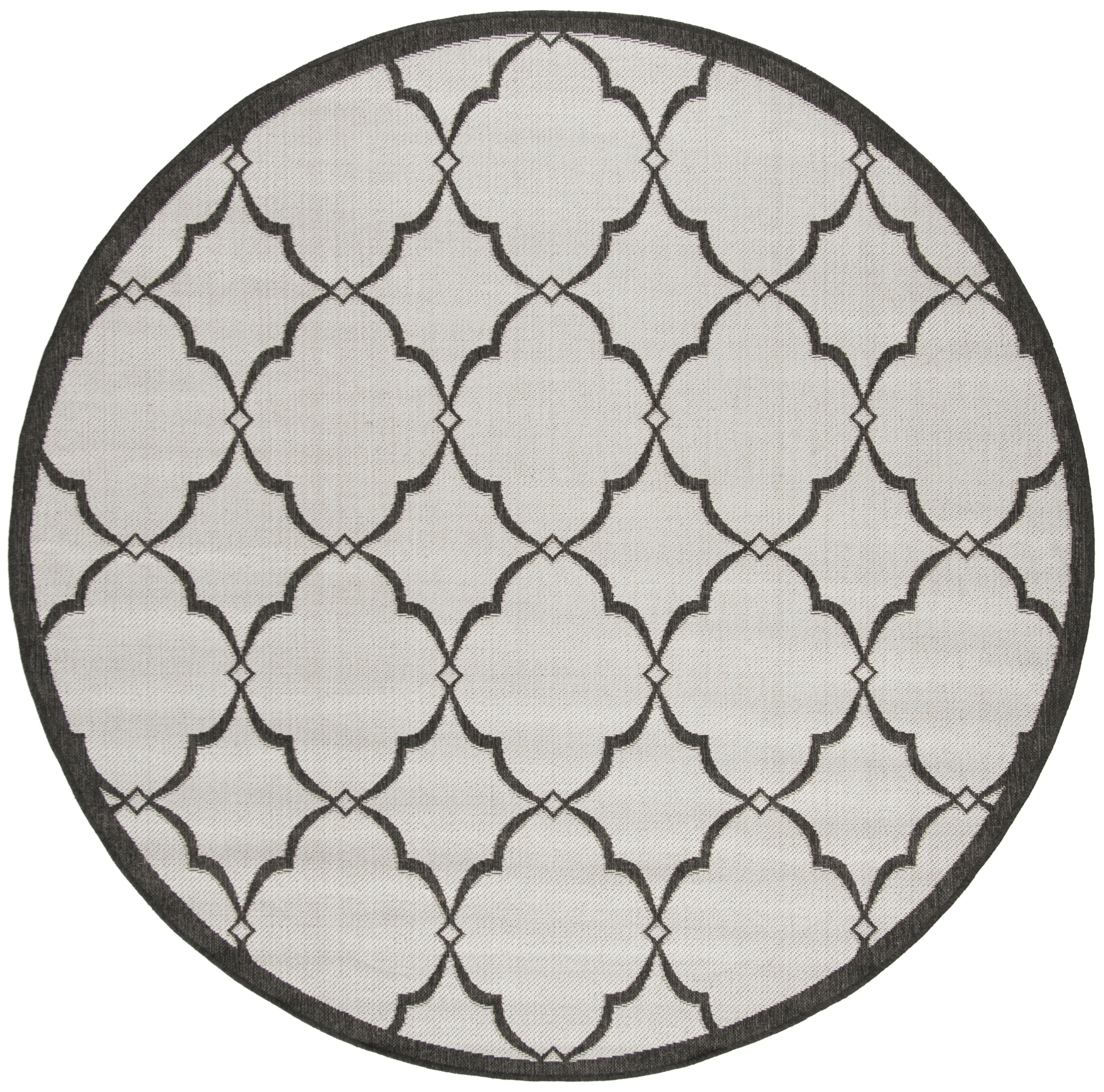 SAFAVIEH Beach House Sharla Geometric Indoor/Outdoor Area Rug, Light Grey/Charcoal, 8' x 8' Round