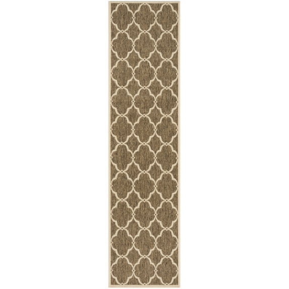 SAFAVIEH Beach House Sharla Geometric Indoor/Outdoor Runner Rug, Beige/Cream, 2'2" x 10'