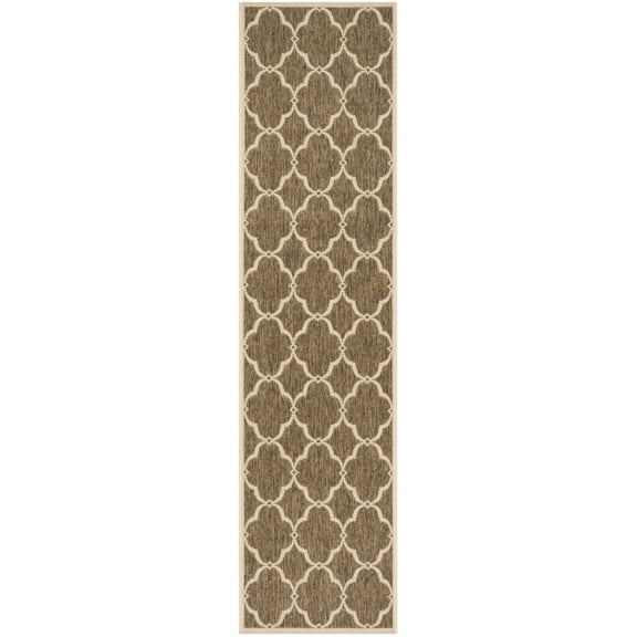 SAFAVIEH Beach House Sharla Geometric Indoor/Outdoor Runner Rug, Beige/Cream, 2'2" x 10'