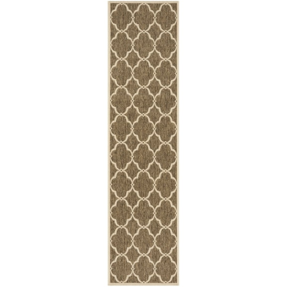SAFAVIEH Beach House Sharla Geometric Indoor/Outdoor Runner Rug, Beige/Cream, 2'2" x 12'