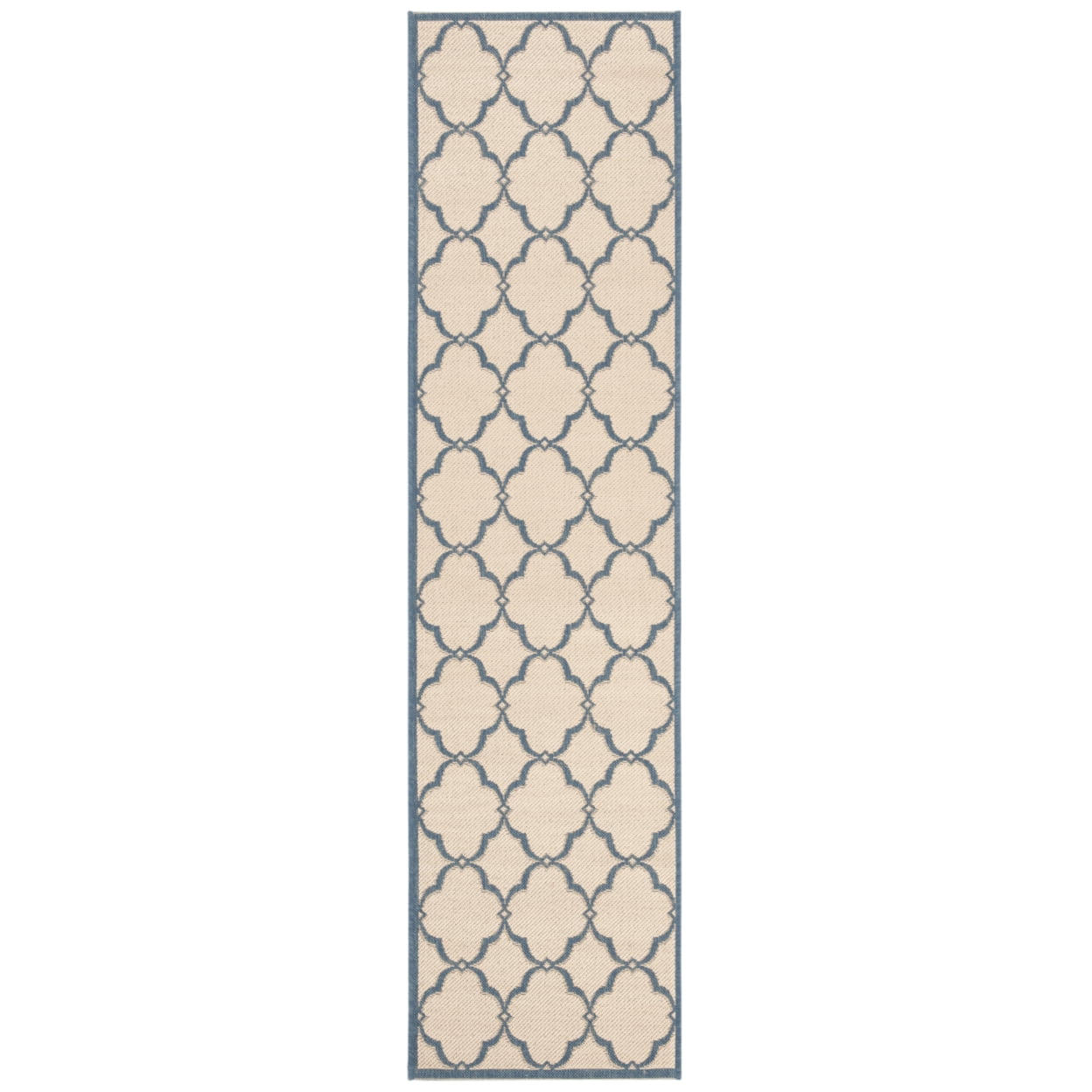 SAFAVIEH Beach House Sharla Geometric Indoor/Outdoor Runner Rug, Cream/Blue, 2'2" x 6'