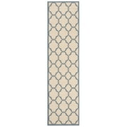 SAFAVIEH Beach House Sharla Geometric Indoor/Outdoor Runner Rug, Cream/Blue, 2'2" x 6'
