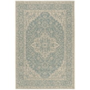 SAFAVIEH Beach House Stanice Medallion Indoor/Outdoor Area Rug, Aqua/Cream, 4' x 6'
