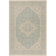 SAFAVIEH Beach House Stanice Medallion Indoor/Outdoor Area Rug, Aqua/Cream, 6'7" x 9'2"