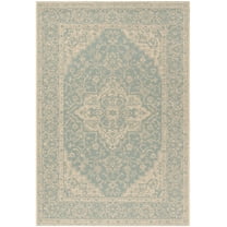SAFAVIEH Beach House Stanice Medallion Indoor/Outdoor Area Rug, Aqua/Cream, 6'7" x 9'2"