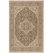 SAFAVIEH Beach House Stanice Medallion Indoor/Outdoor Area Rug, Beige/Cream, 6'7" x 9'2"