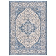 SAFAVIEH Beach House Stanice Medallion Indoor/Outdoor Area Rug, Cream/Blue, 2'2" x 4'