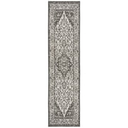 SAFAVIEH Beach House Stanice Medallion Indoor/Outdoor Runner Rug, Light Grey/Charcoal, 2'2" x 12'