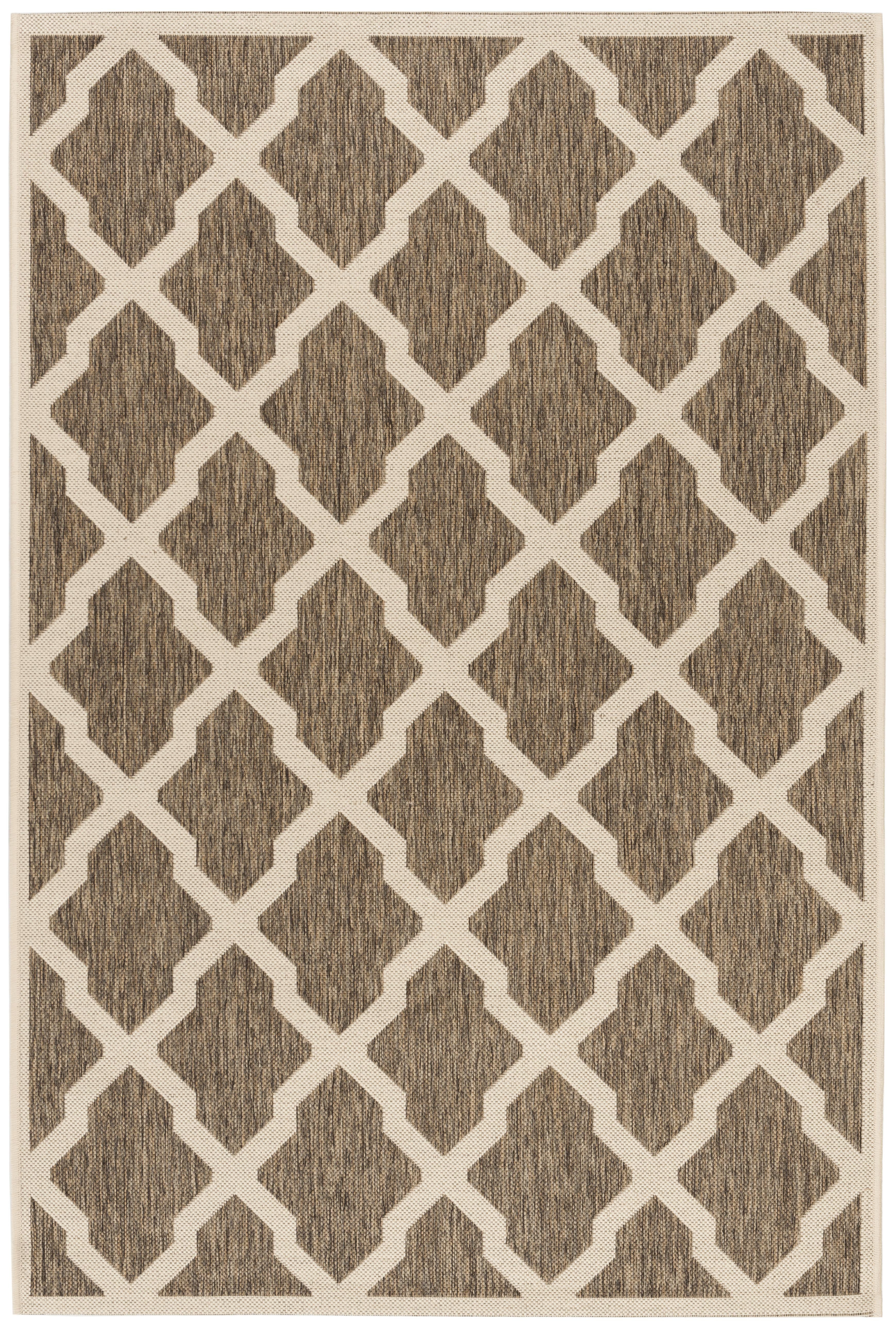 SAFAVIEH Beach House Talbot Geometric Indoor/Outdoor Area Rug, Beige/Cream, 4' x 6'