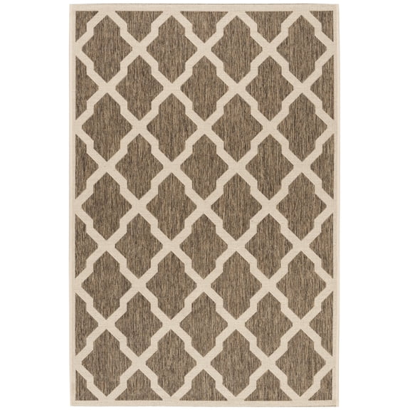 SAFAVIEH Beach House Talbot Geometric Indoor/Outdoor Area Rug, Beige/Cream, 5'3" x 7'6"