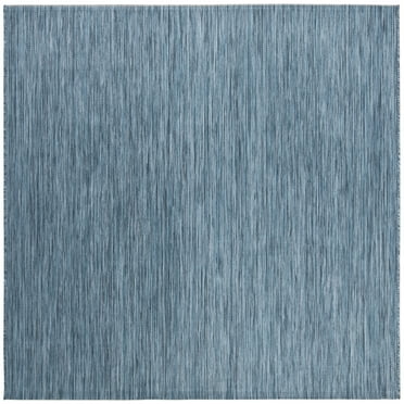 SAFAVIEH Beach House Tayler Solid Indoor/Outdoor Area Rug, Blue, 5'3" x 5'3" Square