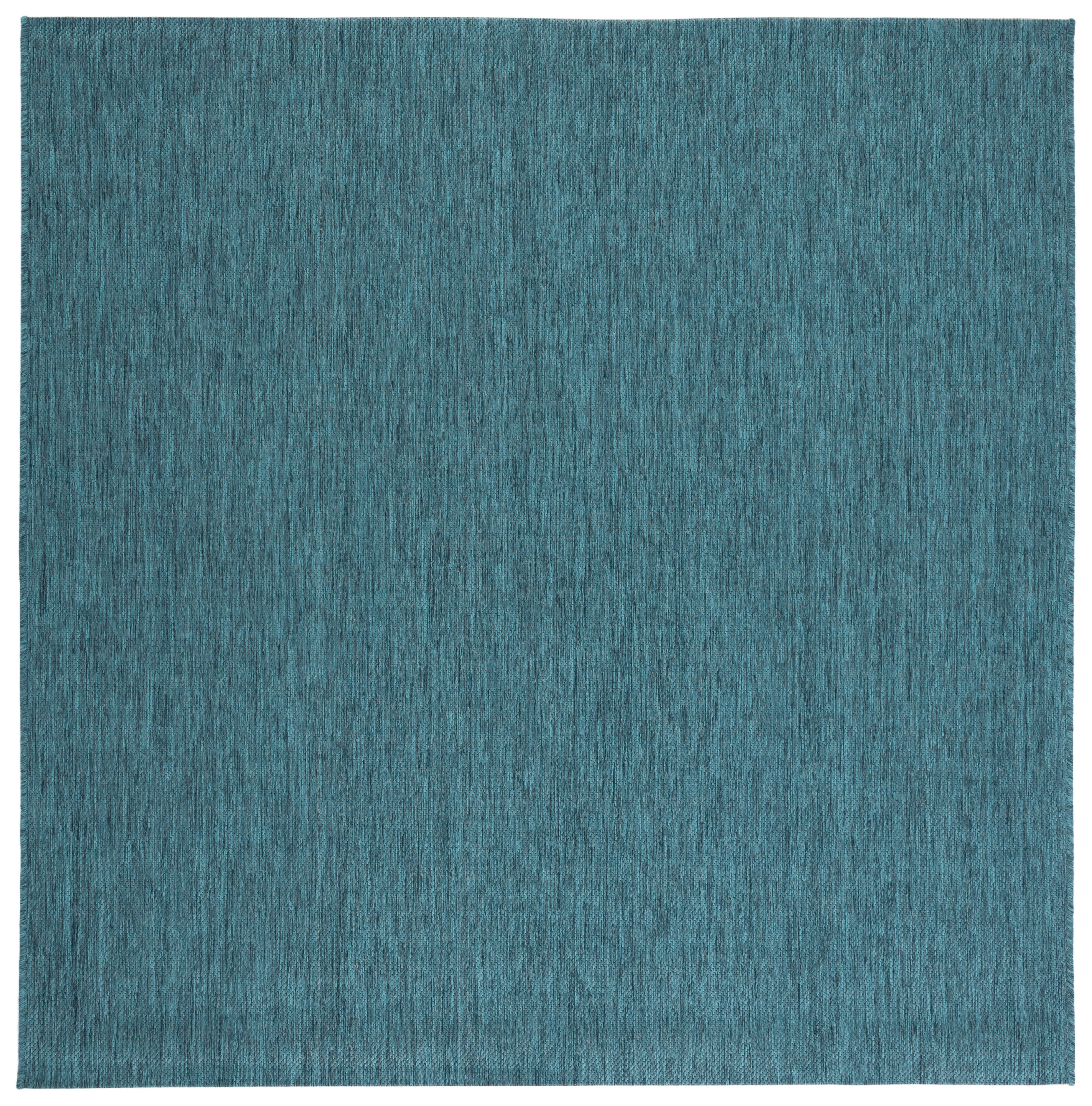 Turquoise Square Synthetic Indoor/Outdoor Area Rug, 6'-7" x 6'-7"