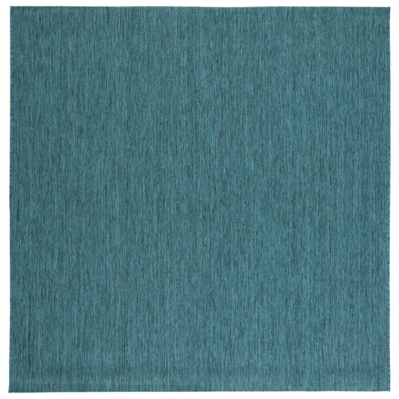 SAFAVIEH Beach House Tayler Solid Indoor/Outdoor Area Rug, Turquoise, 8' x 8' Square