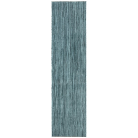 SAFAVIEH Beach House Tayler Solid Indoor/Outdoor Runner Rug, Turquoise, 2'2" x 12'