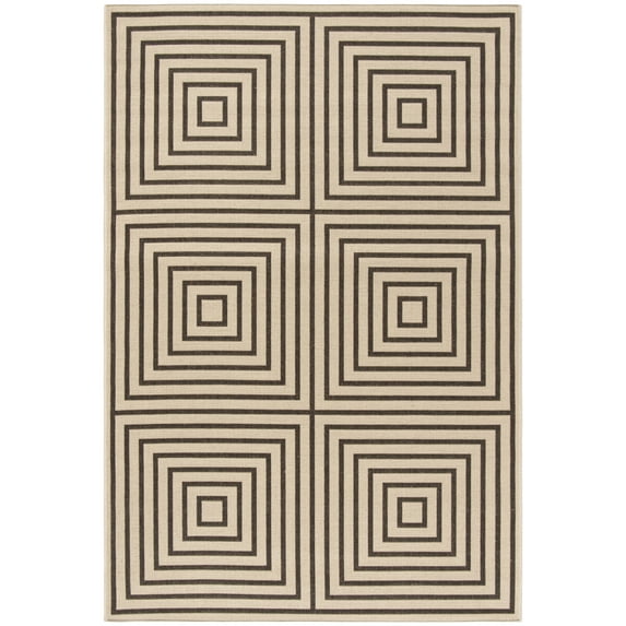 SAFAVIEH Beach House Tendrils Indoor/Outdoor Area Rug Cream/Brown, 5'3" x 7'6"