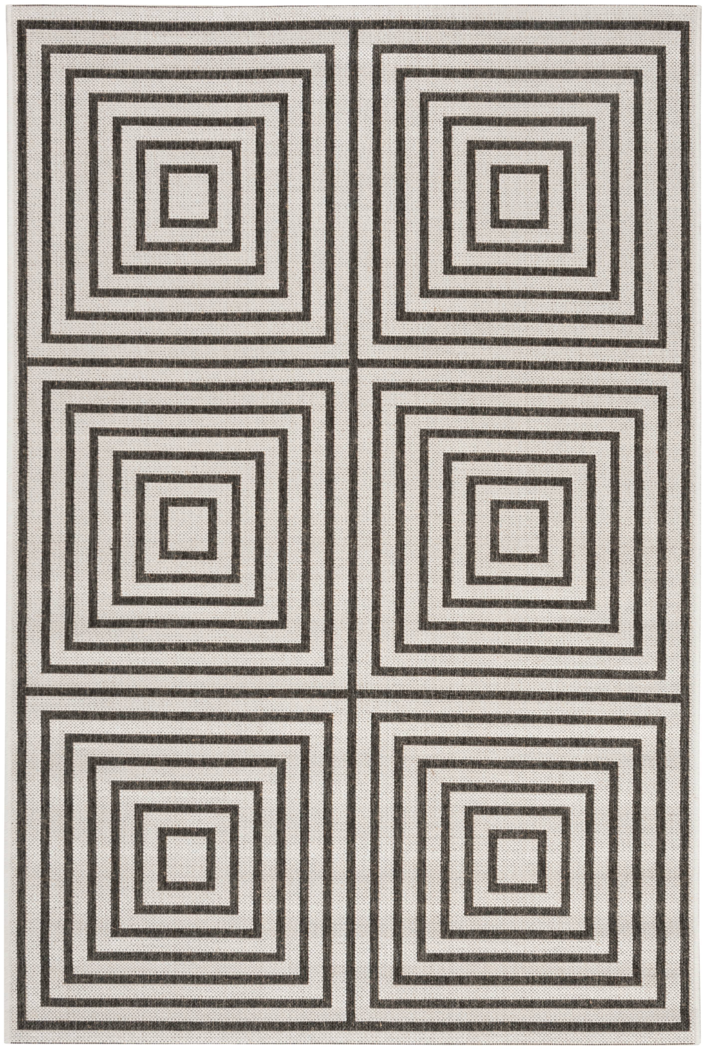 Light Grey and Charcoal Geometric Indoor/Outdoor Area Rug 3' x 5'