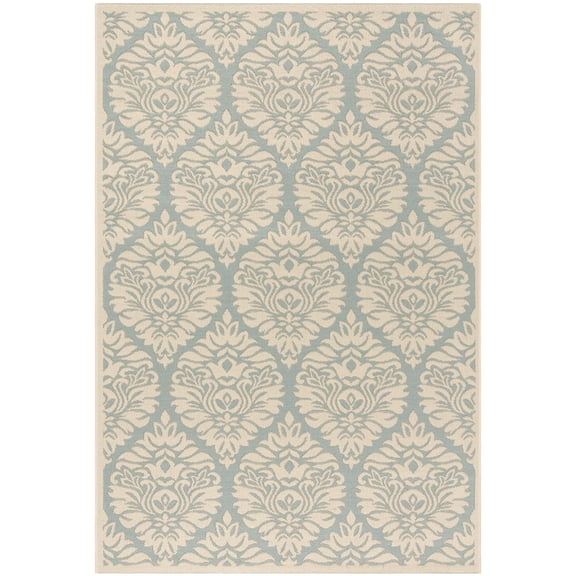 SAFAVIEH Beach House Thelma Geometric Indoor/Outdoor Area Rug, Aqua/Cream, 2'2" x 4'