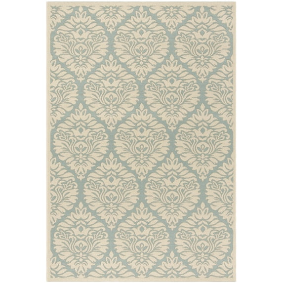SAFAVIEH Beach House Thelma Geometric Indoor/Outdoor Area Rug, Aqua/Cream, 2'2" x 4'