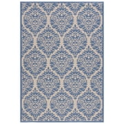 SAFAVIEH Beach House Thelma Geometric Indoor/Outdoor Area Rug, Cream/Blue, 6'7" x 9'2"