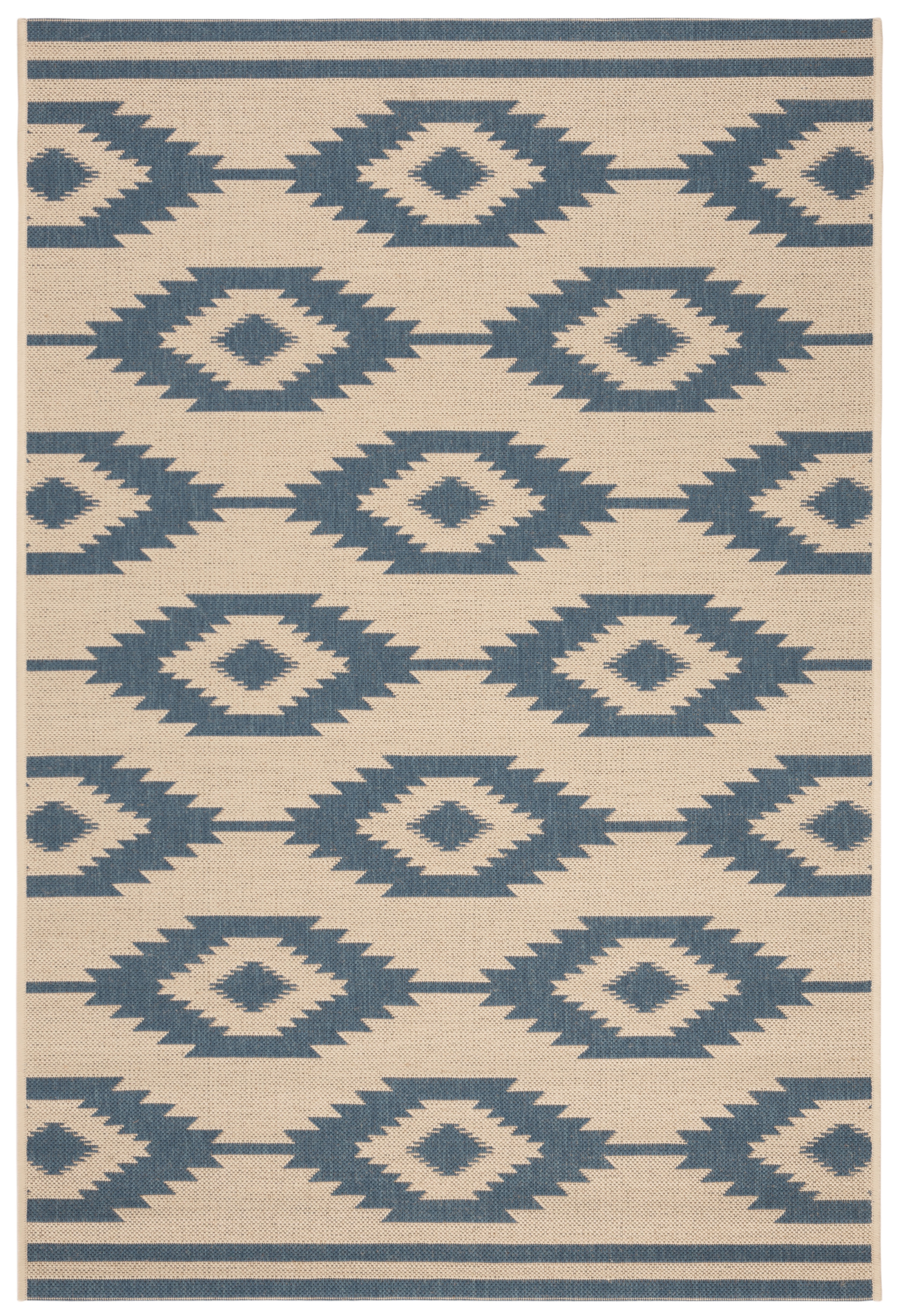Coastal Charm Blue & Cream Geometric Indoor/Outdoor Rug, 3' x 5'