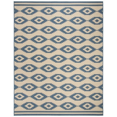 SAFAVIEH Beach House Vasiliki Geometric Indoor/Outdoor Area Rug, Blue/Creme, 9' x 12'