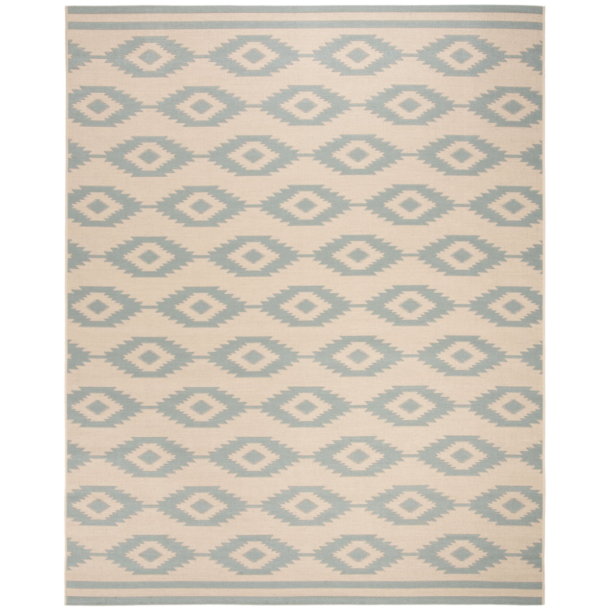 SAFAVIEH Beach House Vasiliki Geometric Indoor/Outdoor Area Rug, Cream/Aqua, 8' x 10'