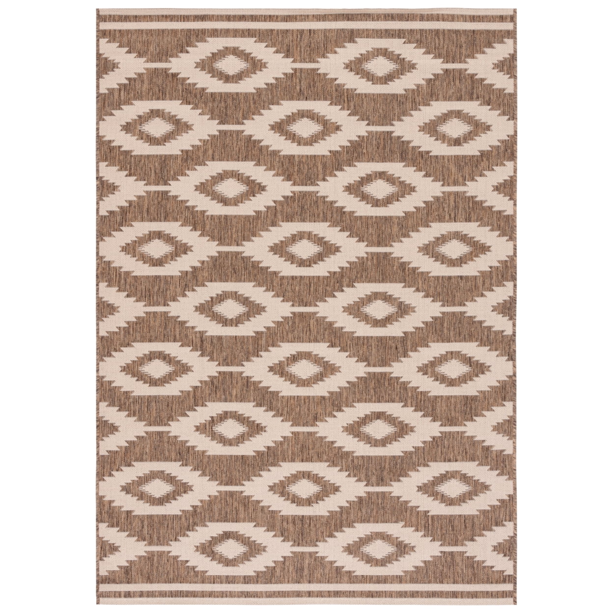 SAFAVIEH Beach House Vasiliki Geometric Indoor/Outdoor Area Rug, Cream/Beige, 5'3" x 7'6"