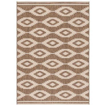 SAFAVIEH Beach House Vasiliki Geometric Indoor/Outdoor Area Rug, Cream/Beige, 5'3" x 7'6"