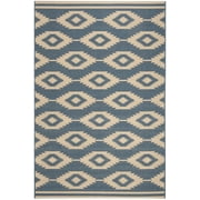 SAFAVIEH Beach House Vasiliki Geometric Indoor/Outdoor Area Rug, Cream/Blue, 6'7" x 9'2"