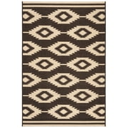 SAFAVIEH Beach House Vasiliki Geometric Indoor/Outdoor Area Rug, Creme/Brown, 4' x 6'