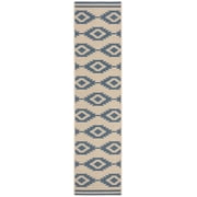 SAFAVIEH Beach House Vasiliki Geometric Indoor/Outdoor Runner Rug, Blue/Creme, 2'2" x 8'