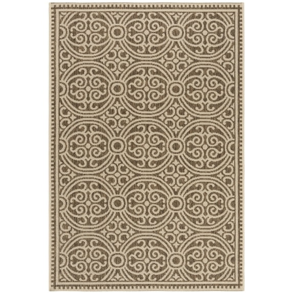 SAFAVIEH Beach House Wyon Medallion Indoor/Outdoor Area Rug Cream/Beige, 4' x 6'