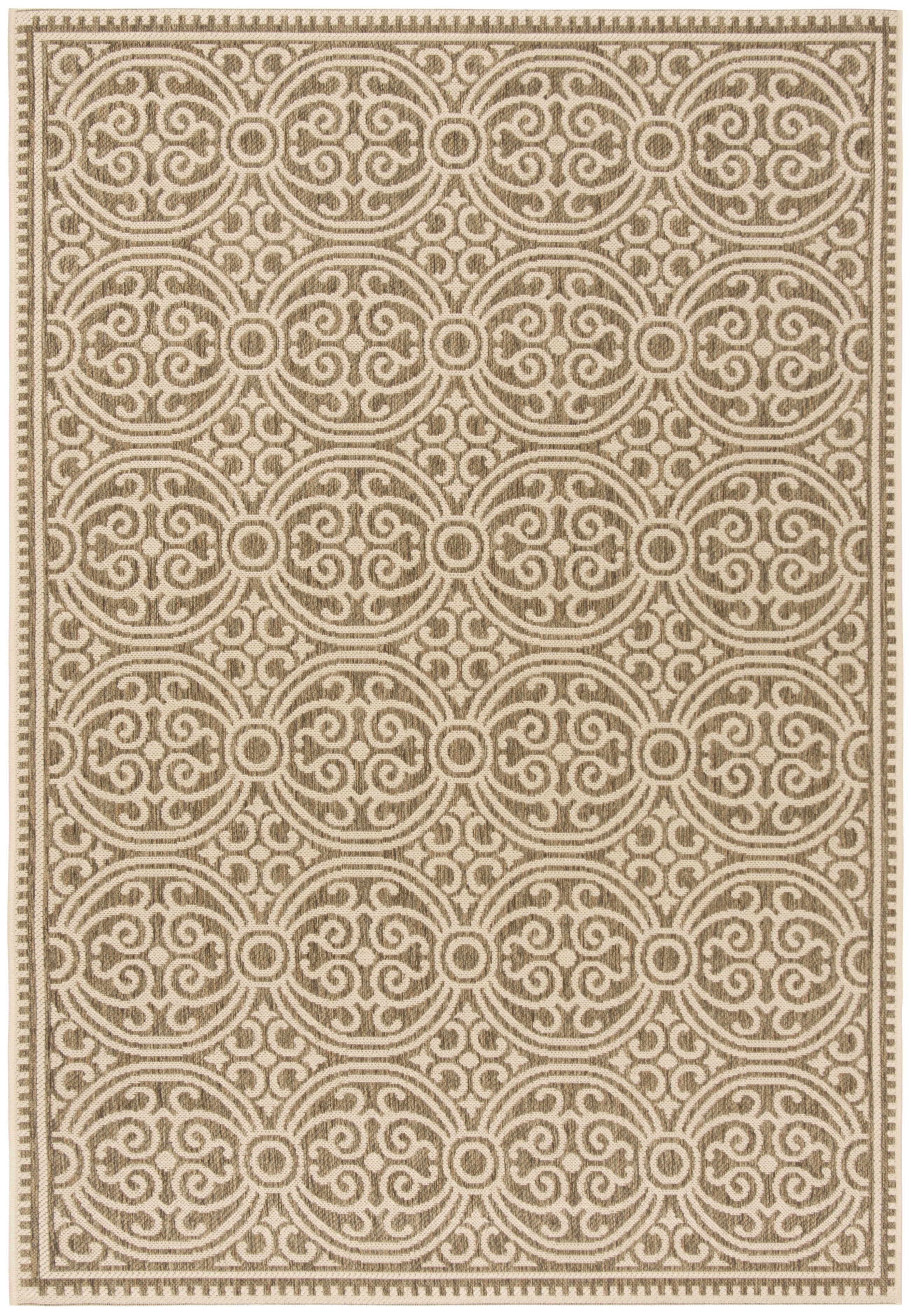 Cream and Beige Geometric Indoor/Outdoor Area Rug