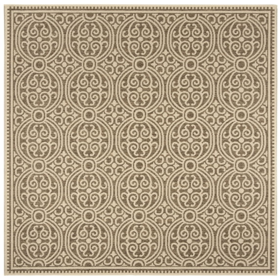 SAFAVIEH Beach House Wyon Medallion Indoor/Outdoor Area Rug Cream/Beige, 6'7" x 6'7" Square