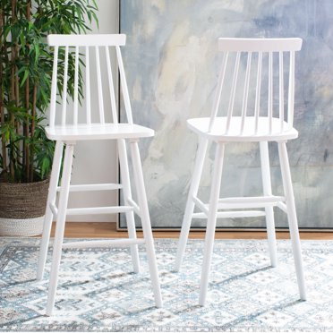 SAFAVIEH Beaufort Solid Spindle Back Bar Stool with Footrest, White