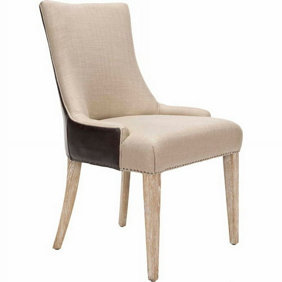 SAFAVIEH Becca 19" H Transitional Glam Upholstered Dining Chair, Antique Gold/Brown
