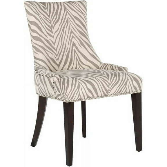 SAFAVIEH Becca 19" H Transitional Glam Upholstered Dining Chair, Grey Zebra