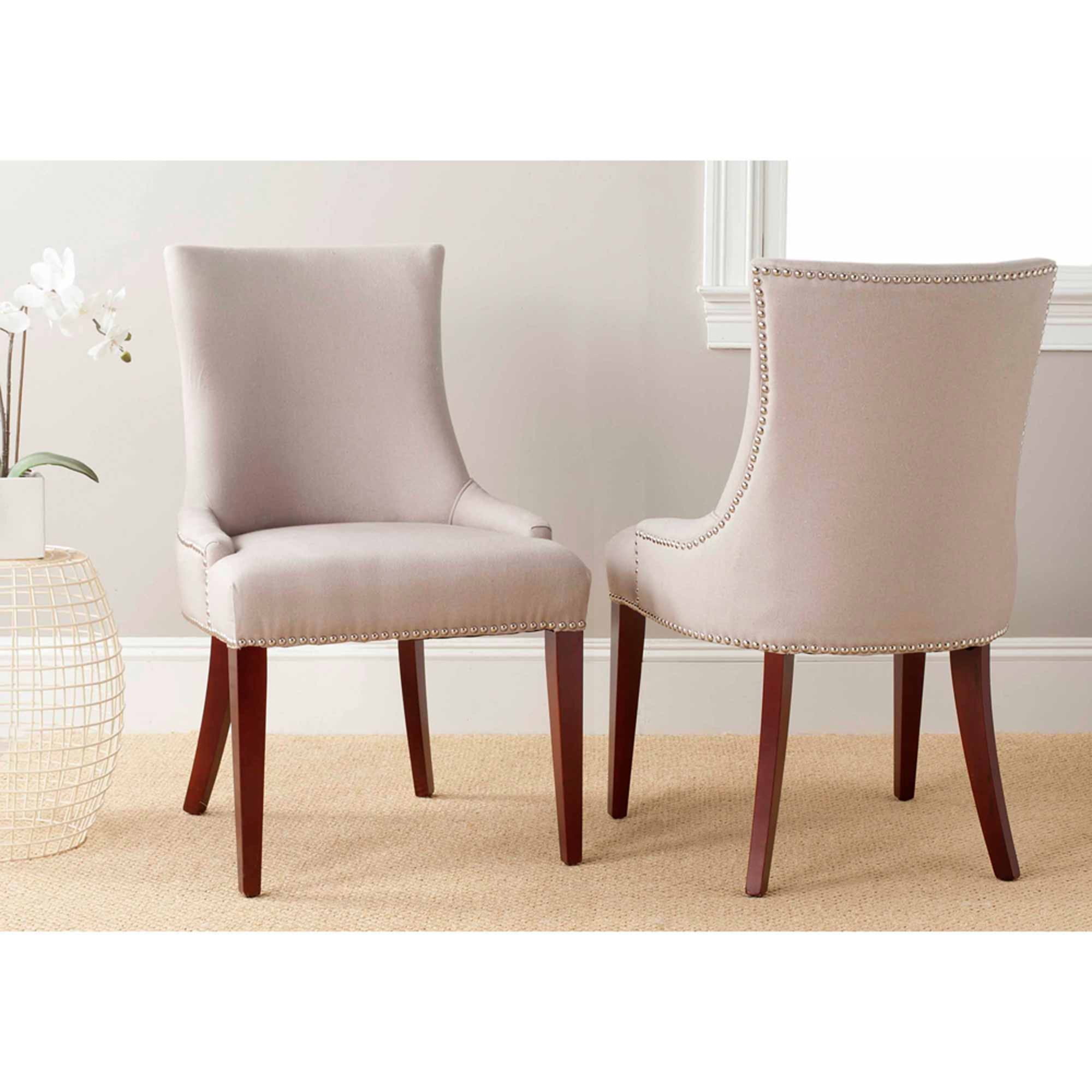 SAFAVIEH Becca 19" H Transitional Glam Upholstered Dining Chair, Taupe