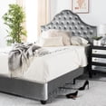 thumbnail image 1 of SAFAVIEH Beckham Modern Glam Tufted Headboard with Nail Heads, Queen, Light Grey, 1 of 9