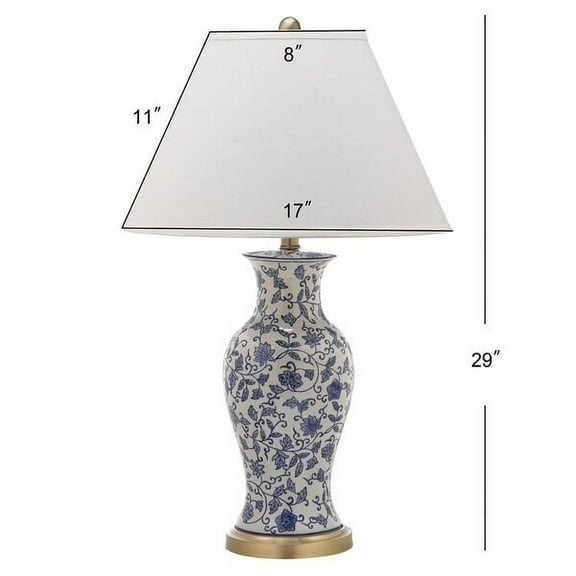 SAFAVIEH Beijing 29 in. H Floral Urn Table Lamp, Blue/White, Set of 2