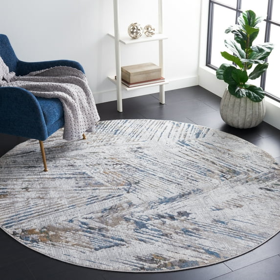 SAFAVIEH Bel Air Charnette Abstract Area Rug, Gray/Blue, 6'7" x 6'7" Round
